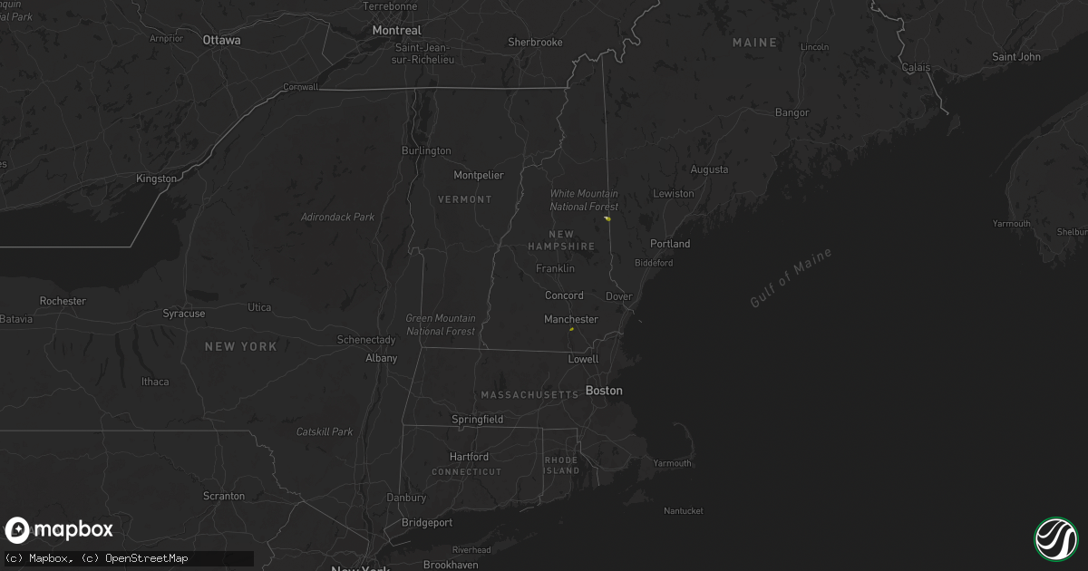Hail map in New Hampshire on August 7, 2022