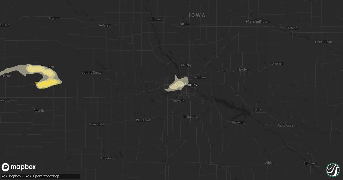 Hail map in West Des Moines, IA on August 7, 2022