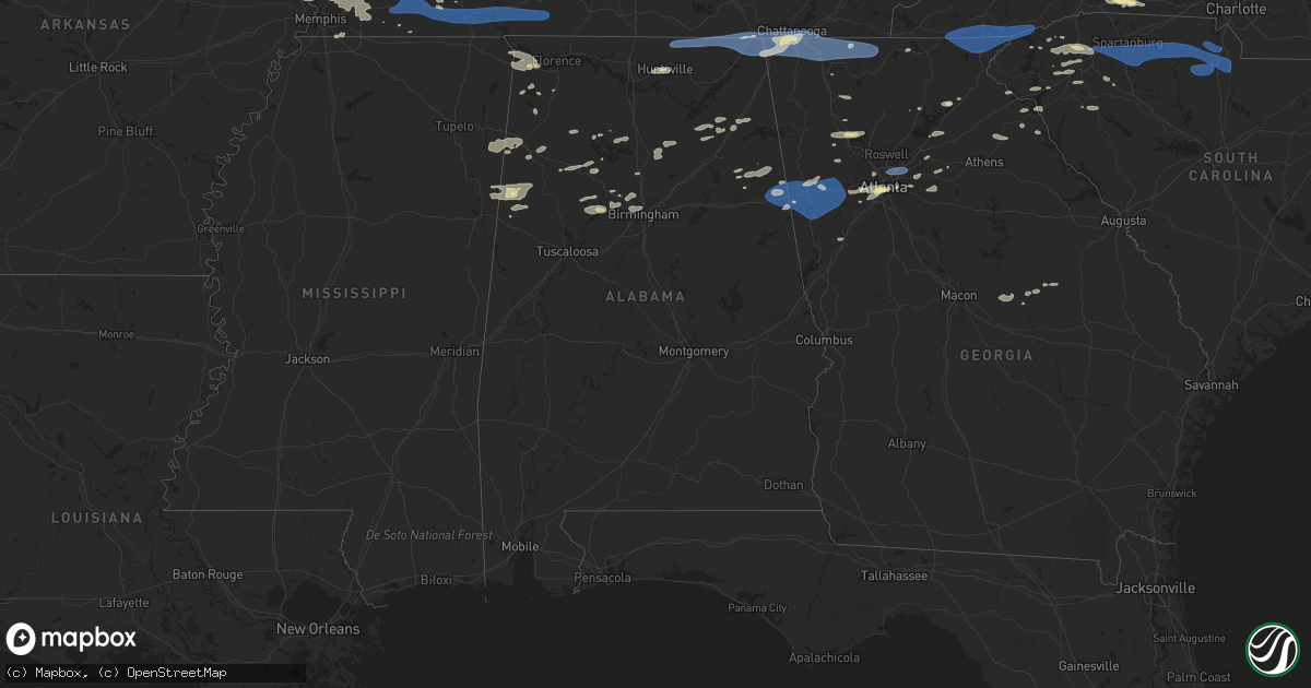 Hail map in Alabama on August 7, 2023