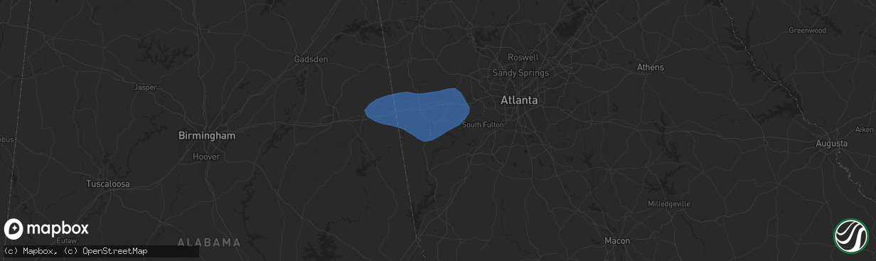 Hail map in Carrollton, GA on August 7, 2023