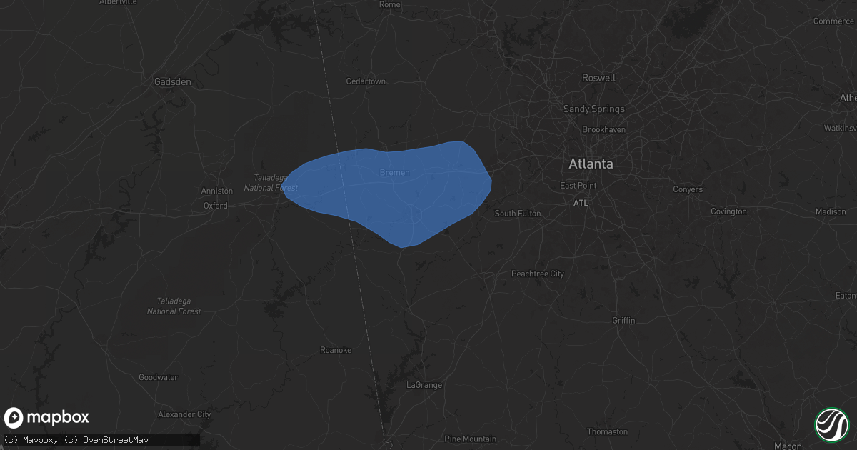 Hail map in Carrollton, GA on August 7, 2023