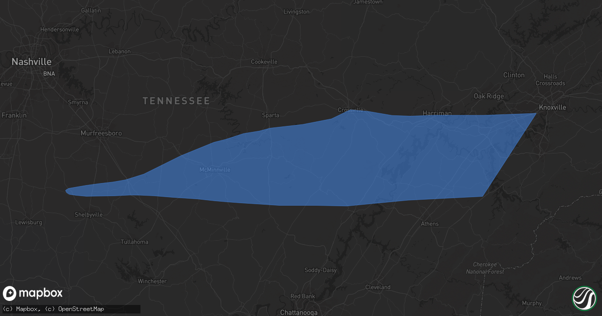 Hail map in Crossville, TN on August 7, 2023