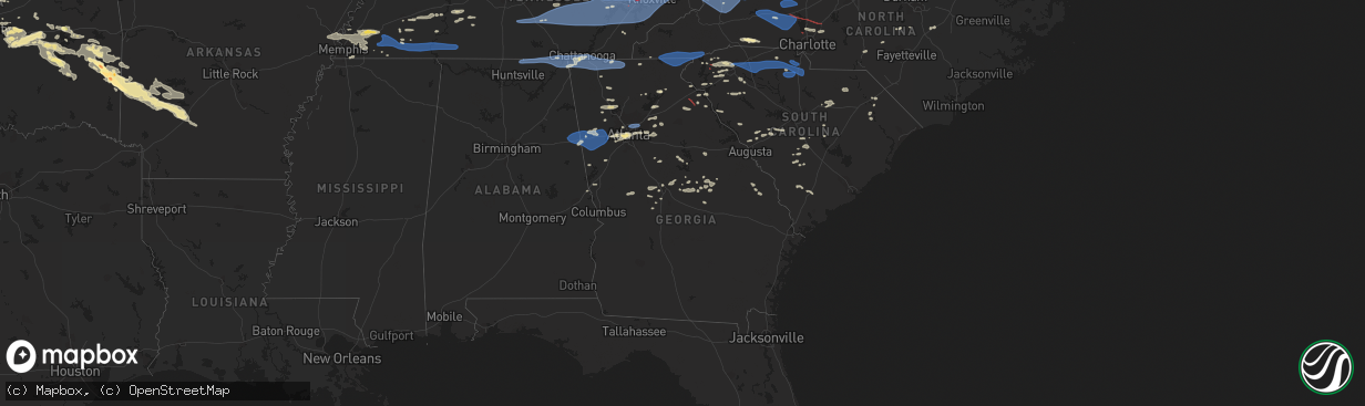 Hail map in Georgia on August 7, 2023