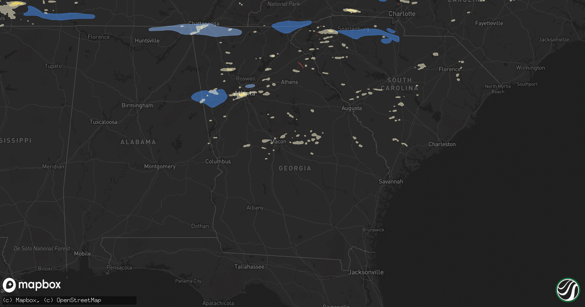 Hail map in Georgia on August 7, 2023