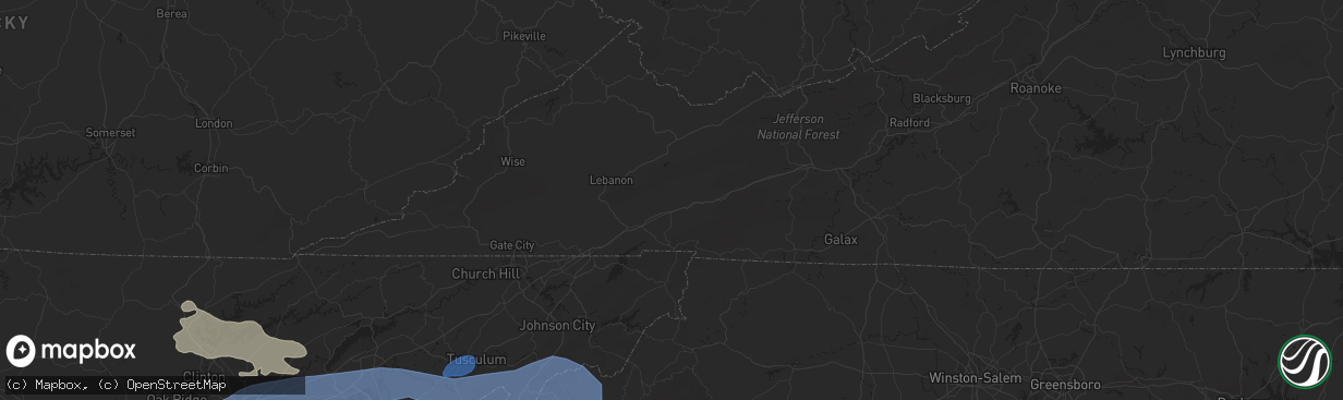 Hail map in Greeneville, TN on August 7, 2023