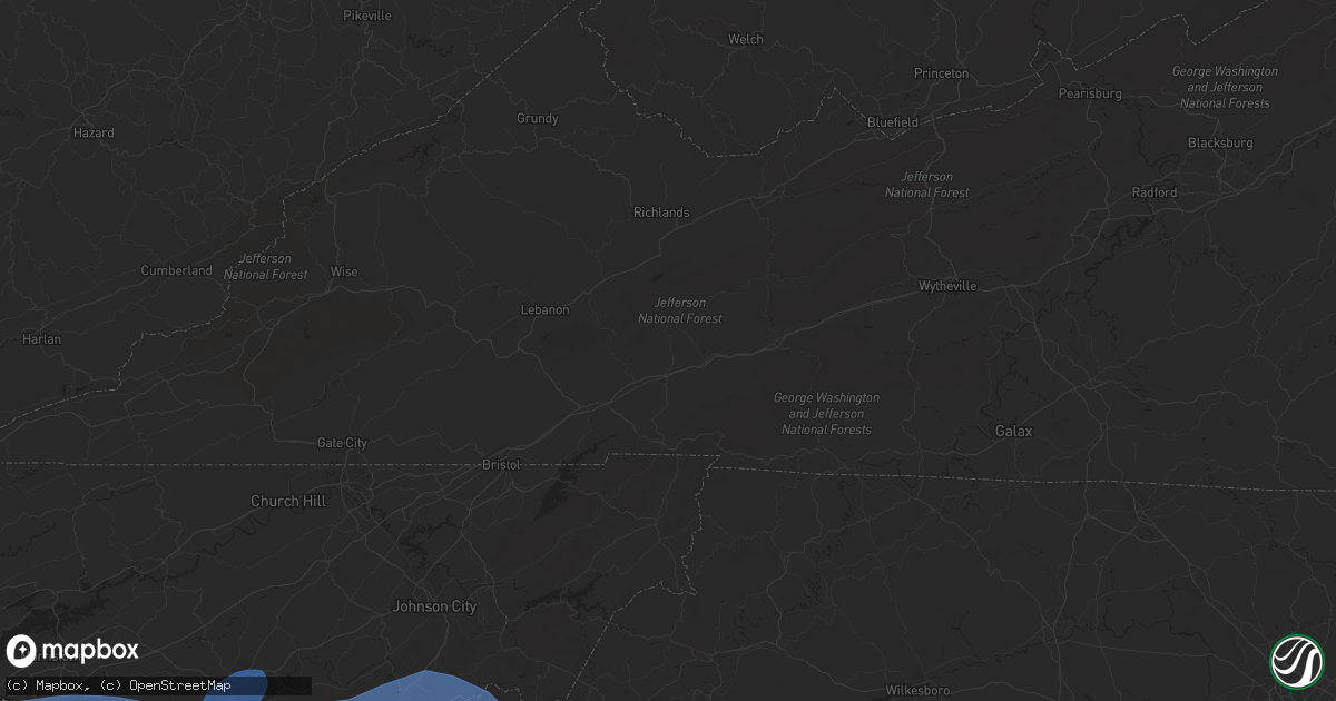 Hail map in Greeneville, TN on August 7, 2023