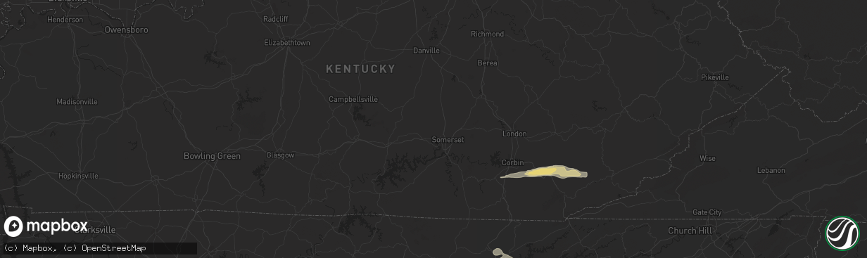 Hail map in Huntsville, AL on August 7, 2023