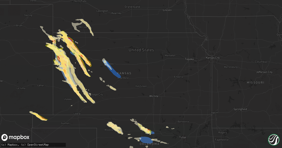 Hail map in Kansas on August 7, 2023