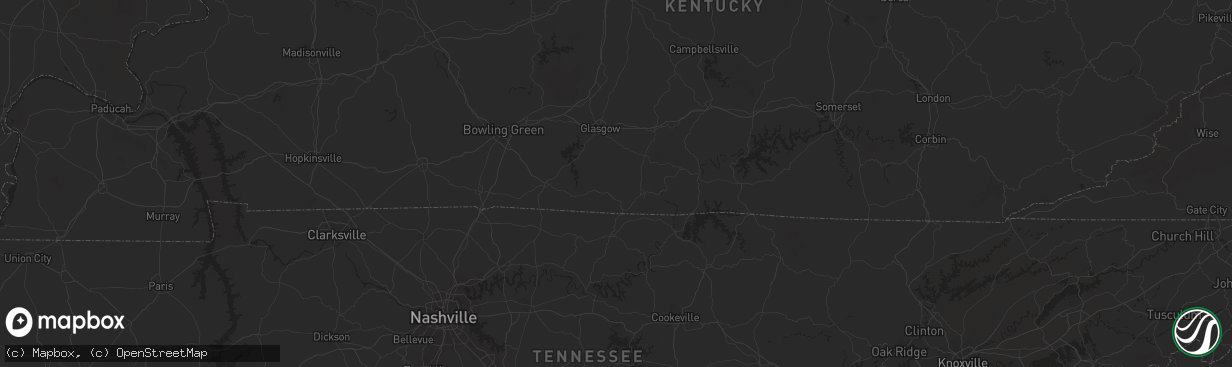 Hail map in Manchester, TN on August 7, 2023