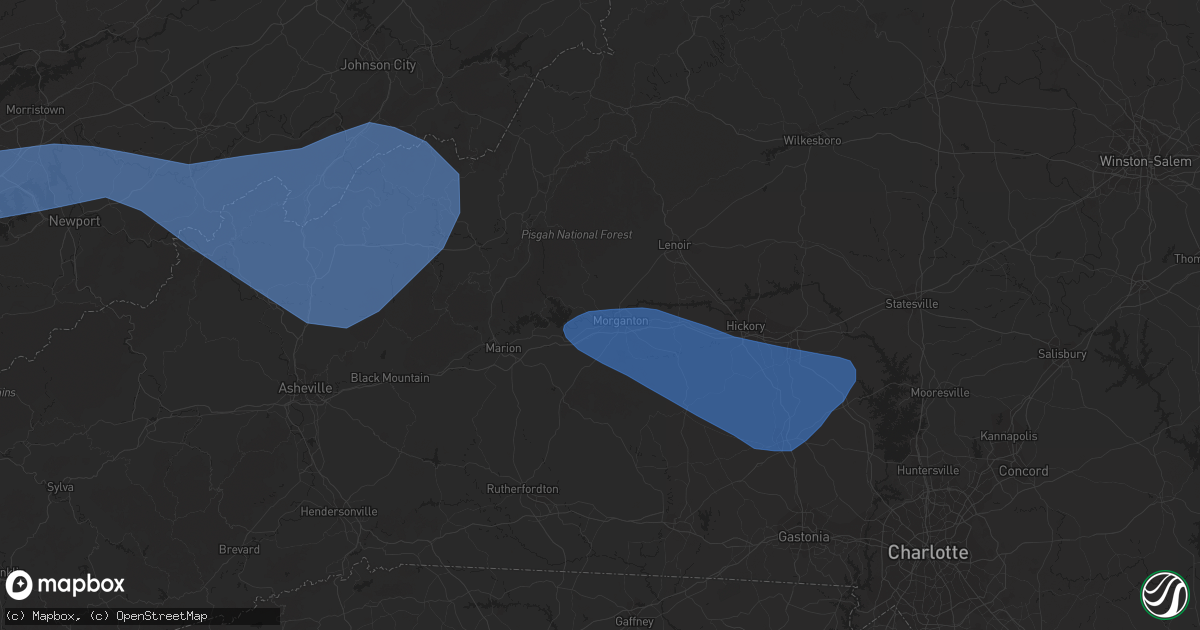 Hail map in Morganton, NC on August 7, 2023