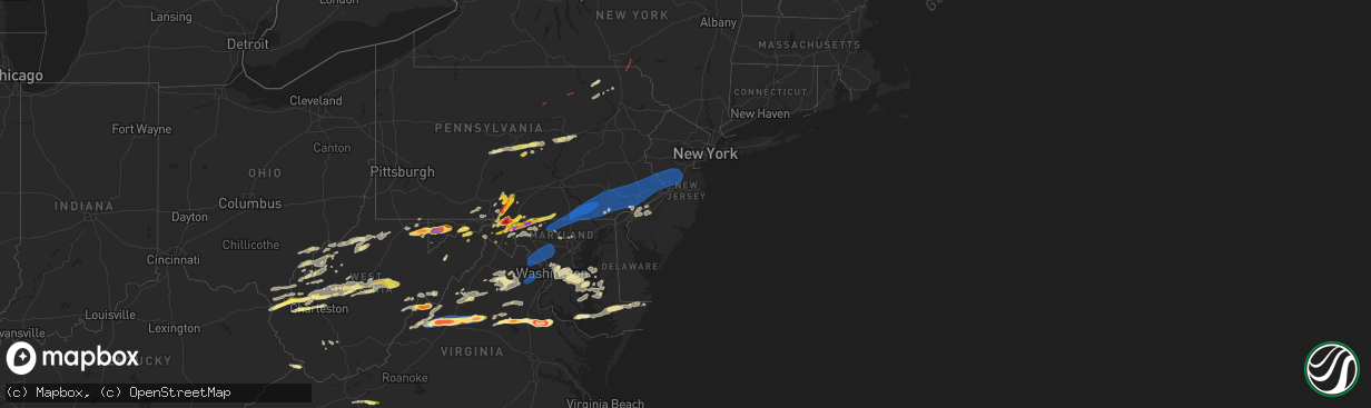 Hail map in New Jersey on August 7, 2023