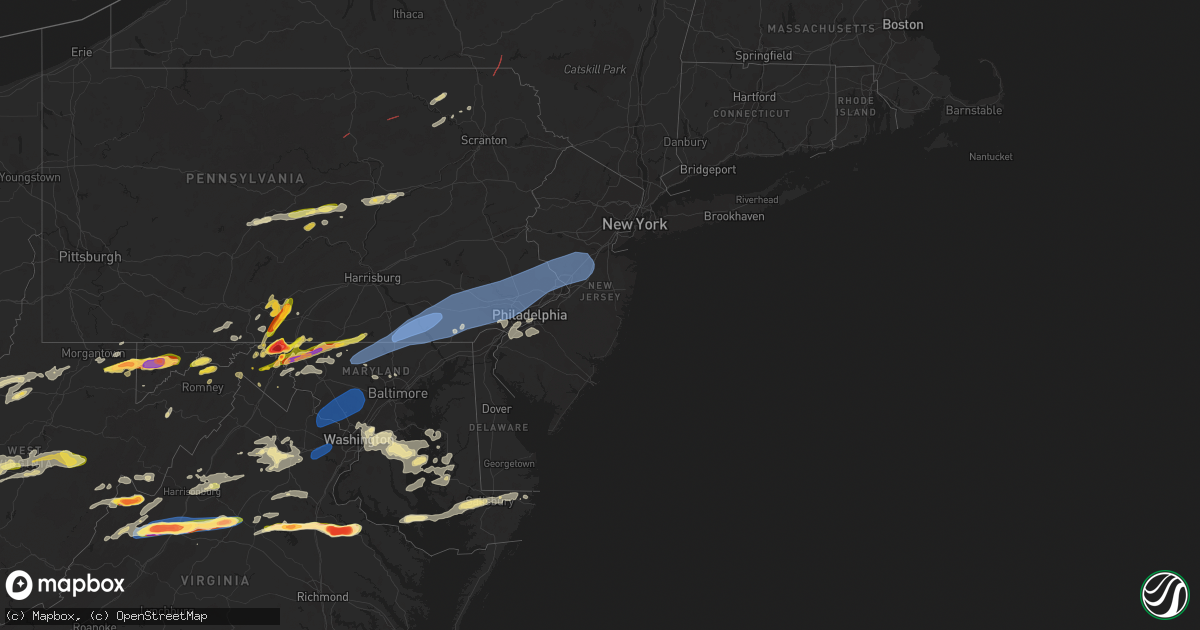 Hail map in New Jersey on August 7, 2023