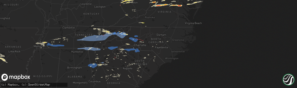 Hail map in North Carolina on August 7, 2023