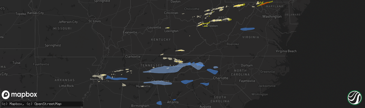 Hail map in Ohio on August 7, 2023