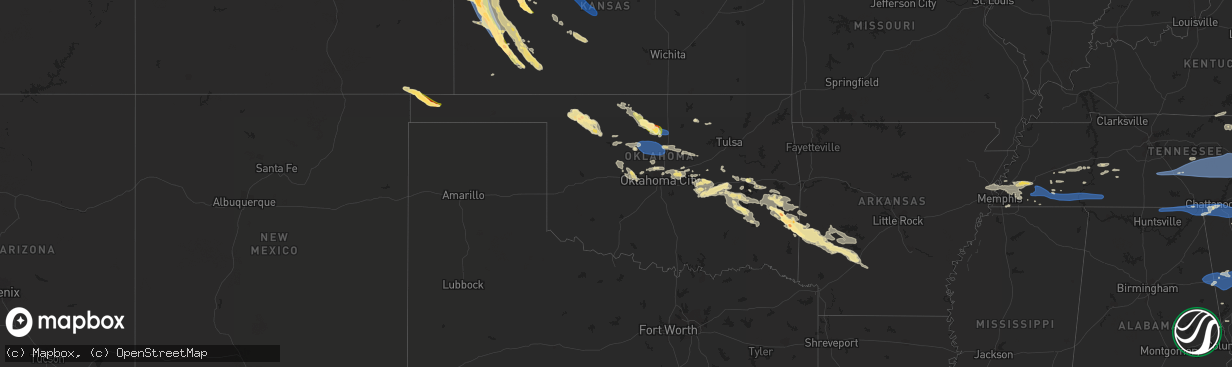 Hail map in Oklahoma on August 7, 2023