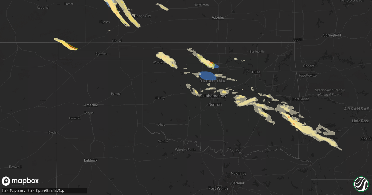 Hail map in Oklahoma on August 7, 2023