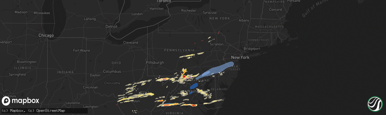 Hail map in Pennsylvania on August 7, 2023