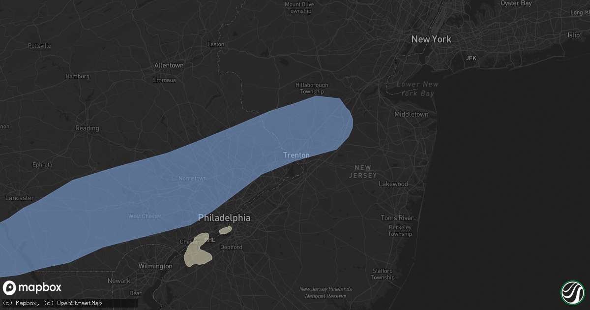 Hail map in Trenton, NJ on August 7, 2023
