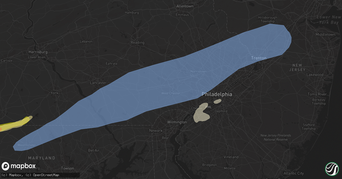 Hail map in West Chester, PA on August 7, 2023