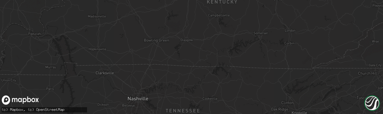 Hail map in Whiteville, TN on August 7, 2023