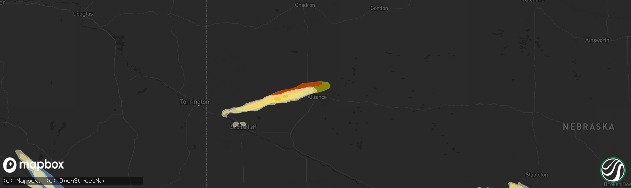 Hail map in Alliance, NE on August 7, 2024