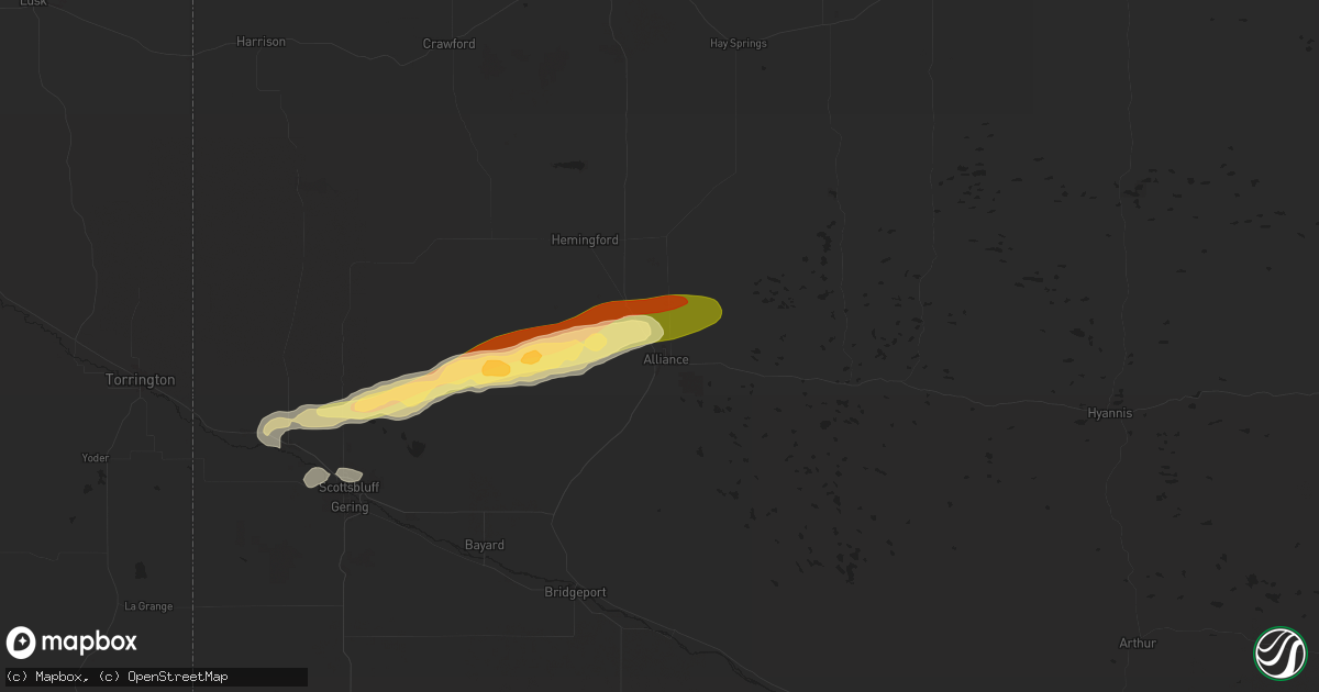 Hail map in Alliance, NE on August 7, 2024