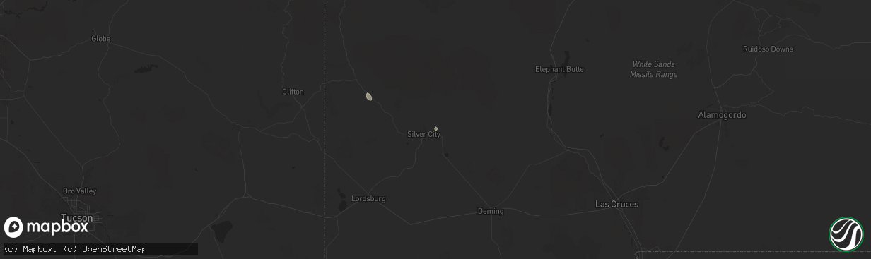 Hail map in Arenas Valley, NM on August 7, 2024