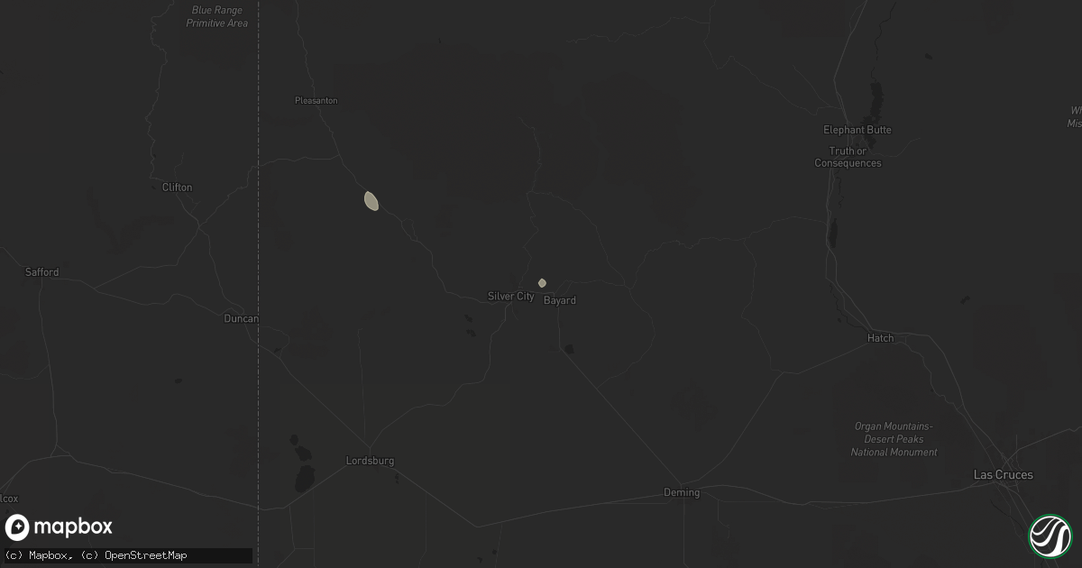 Hail map in Arenas Valley, NM on August 7, 2024