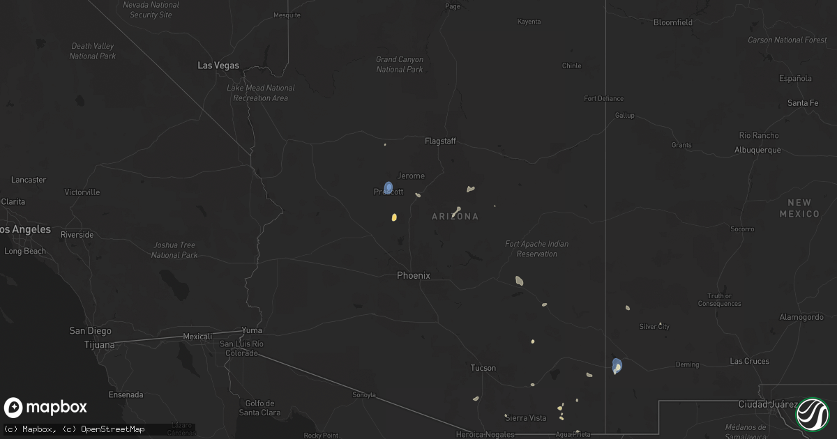 Hail map in Arizona on August 7, 2024