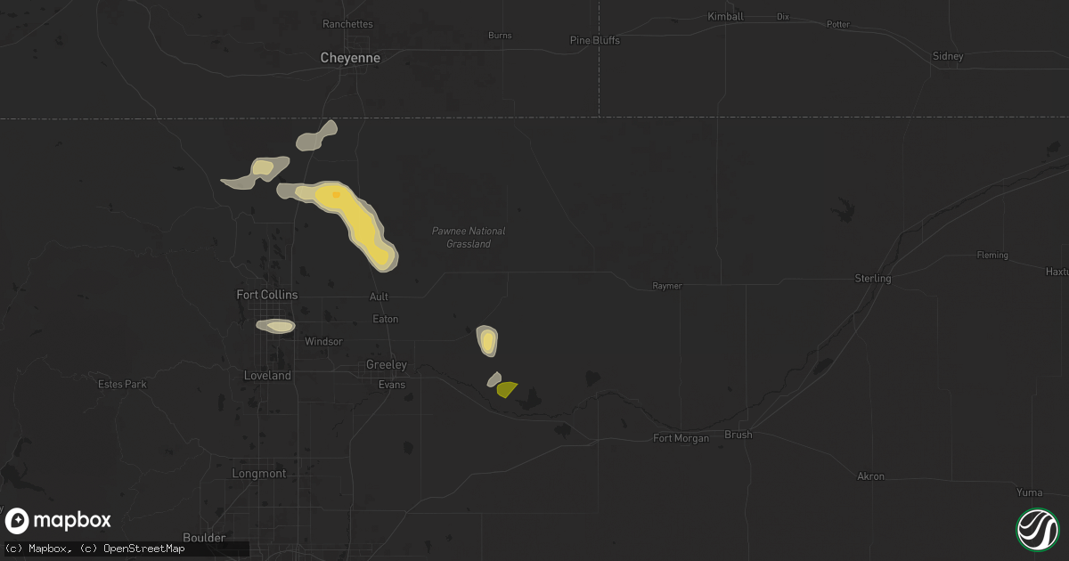 Hail map in Briggsdale, CO on August 7, 2024