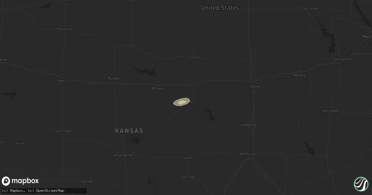 Hail map in Ellsworth, KS on August 7, 2024
