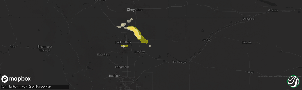 Hail map in Galeton, CO on August 7, 2024