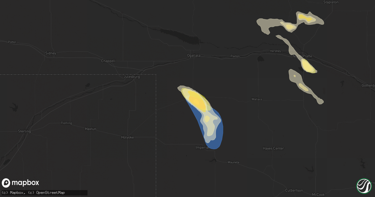 Hail map in Grant, NE on August 7, 2024