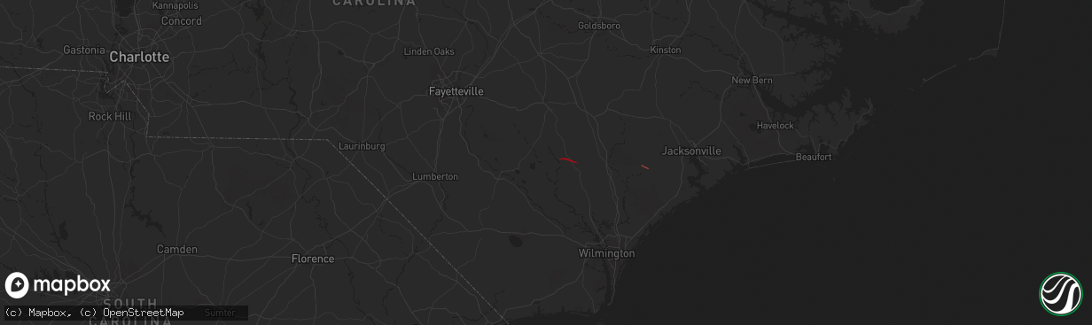 Hail map in Harrells, NC on August 7, 2024