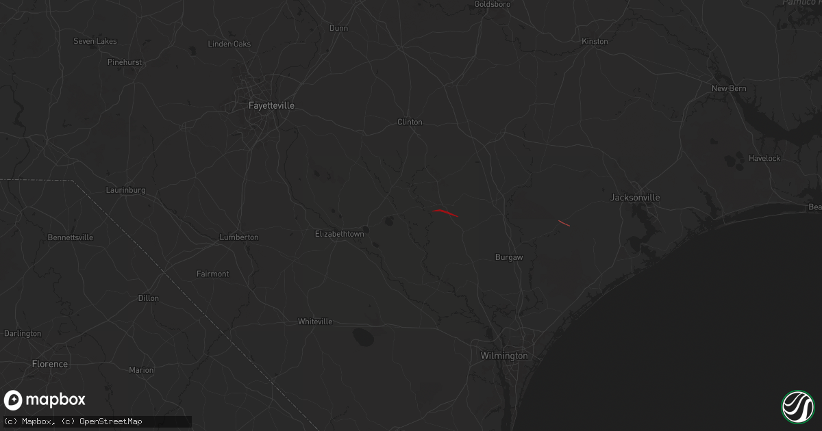 Hail map in Harrells, NC on August 7, 2024