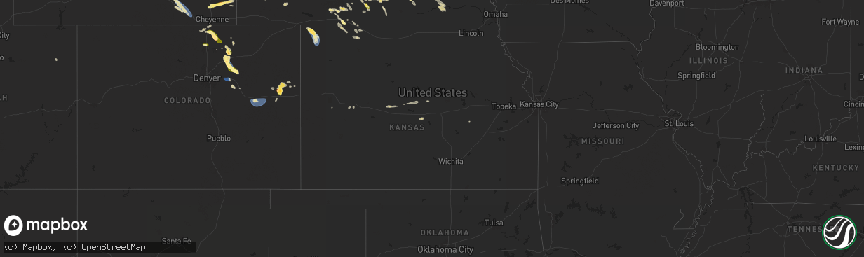 Hail map in Kansas on August 7, 2024