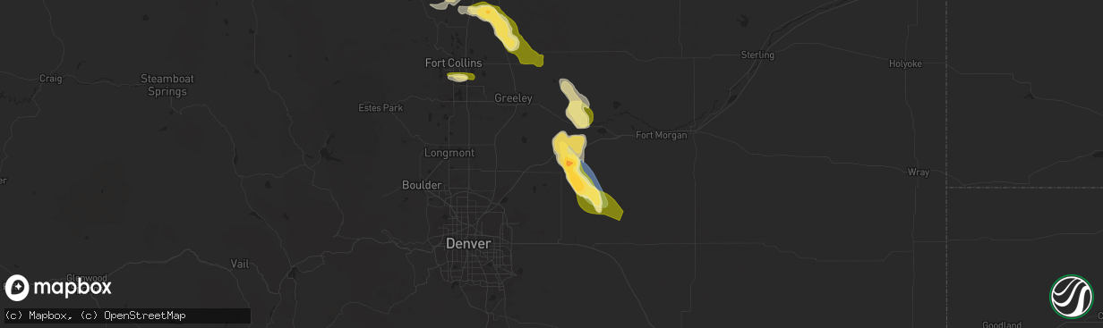 Hail map in Keenesburg, CO on August 7, 2024