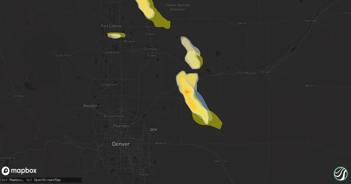 Hail map in Keenesburg, CO on August 7, 2024