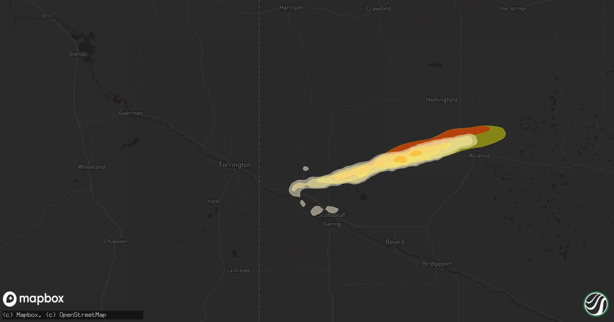Hail map in Mitchell, NE on August 7, 2024