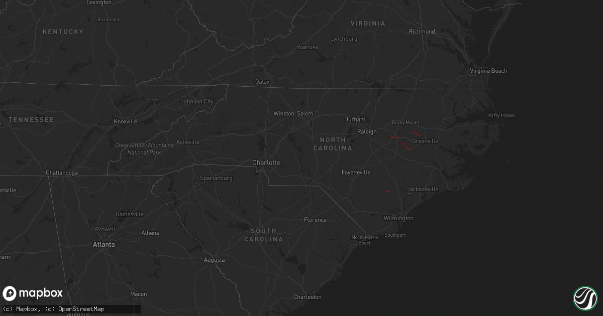 Hail map in North Carolina on August 7, 2024