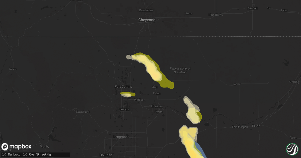 Hail map in Pierce, CO on August 7, 2024