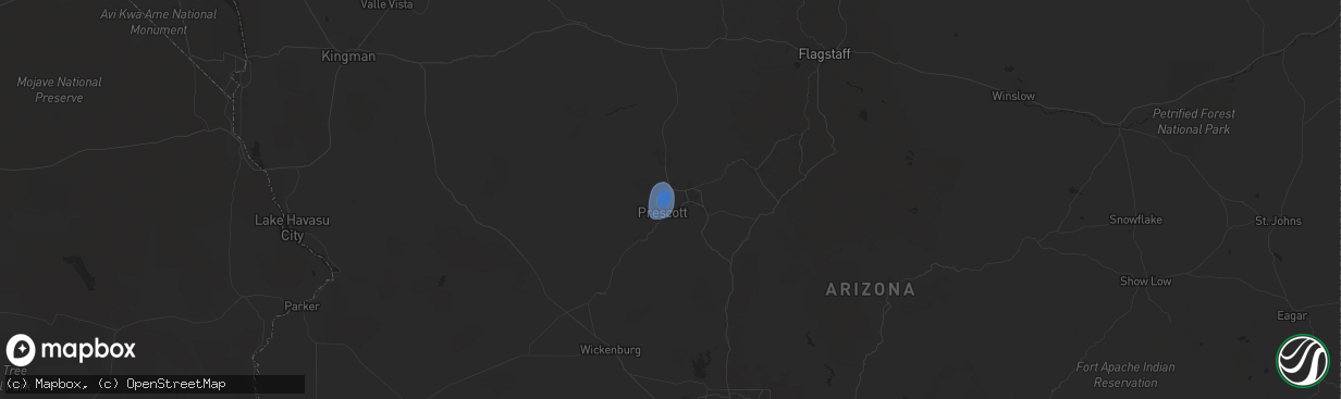 Hail map in Prescott, AZ on August 7, 2024