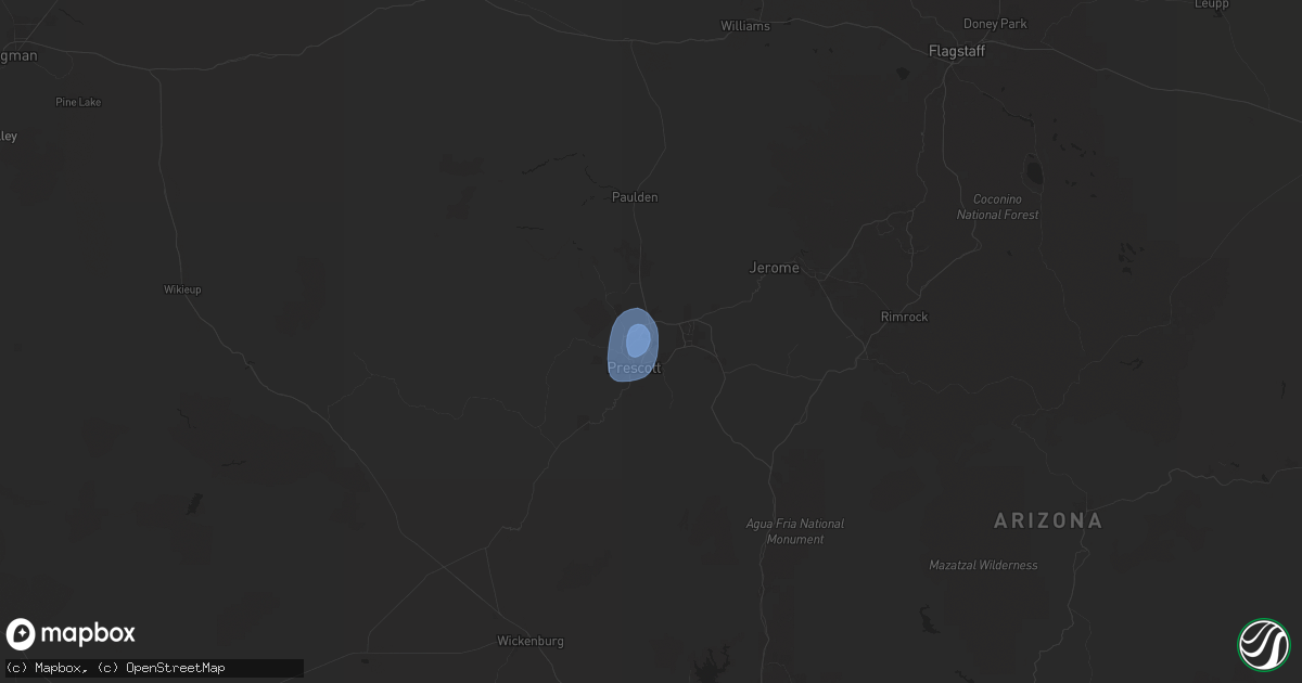 Hail map in Prescott, AZ on August 7, 2024