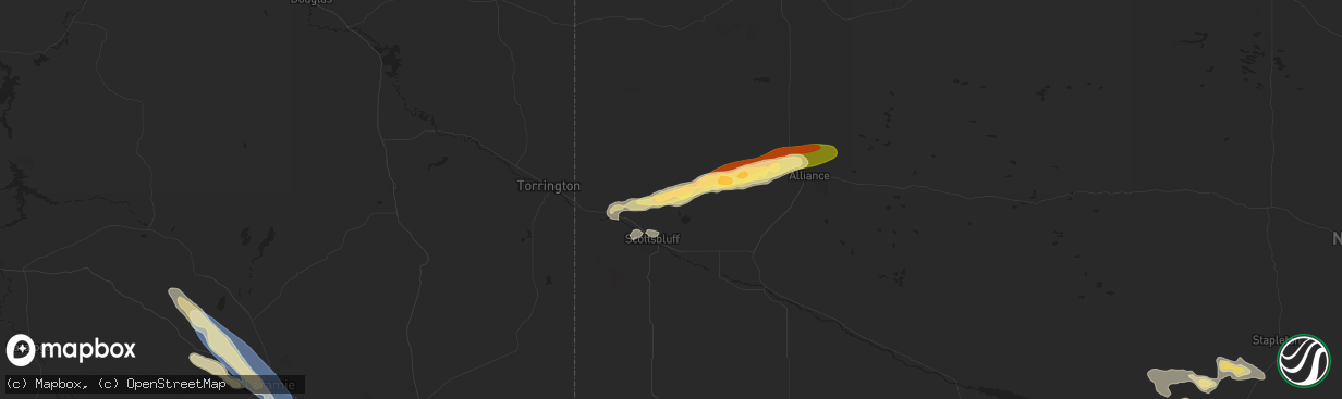 Hail map in Scottsbluff, NE on August 7, 2024