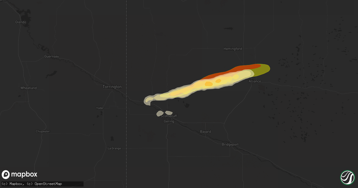 Hail map in Scottsbluff, NE on August 7, 2024