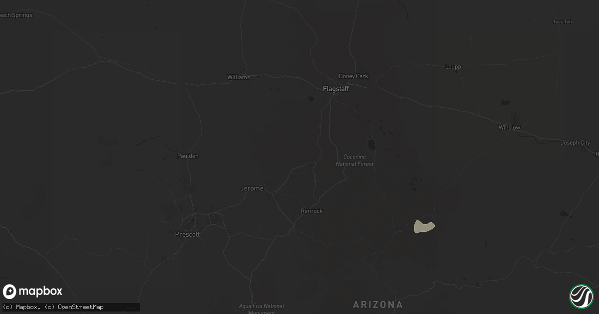 Hail map in Sedona, AZ on August 7, 2024