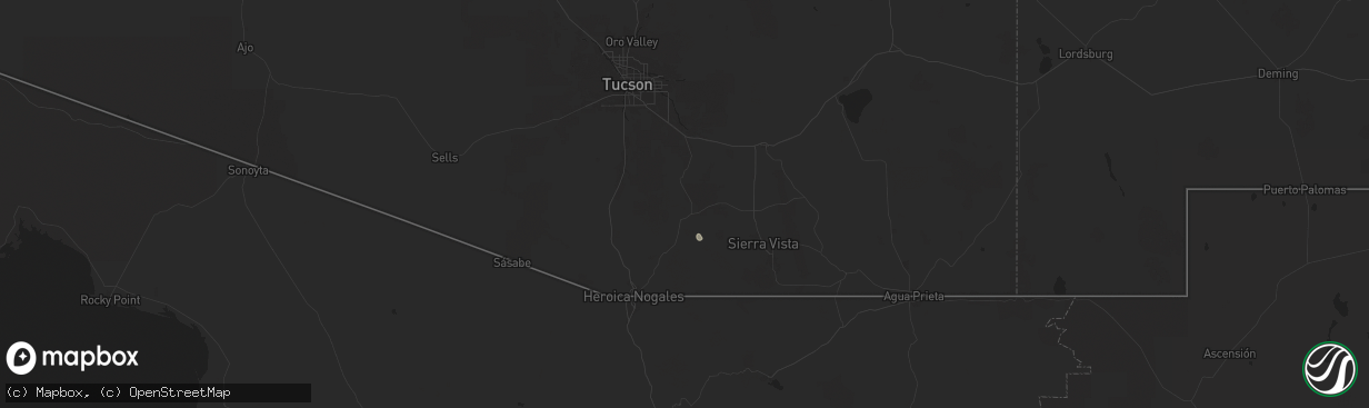 Hail map in Sonoita, AZ on August 7, 2024