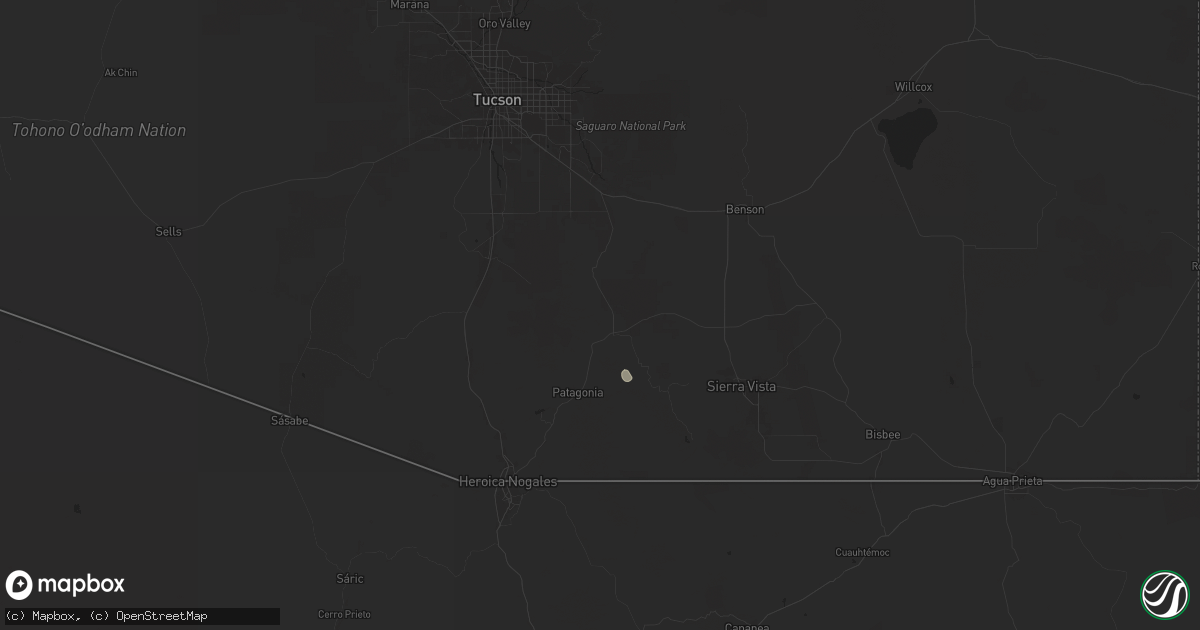 Hail map in Sonoita, AZ on August 7, 2024