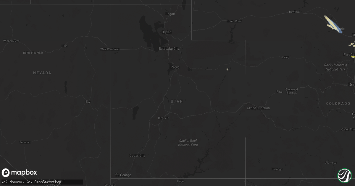 Hail map in Utah on August 7, 2024