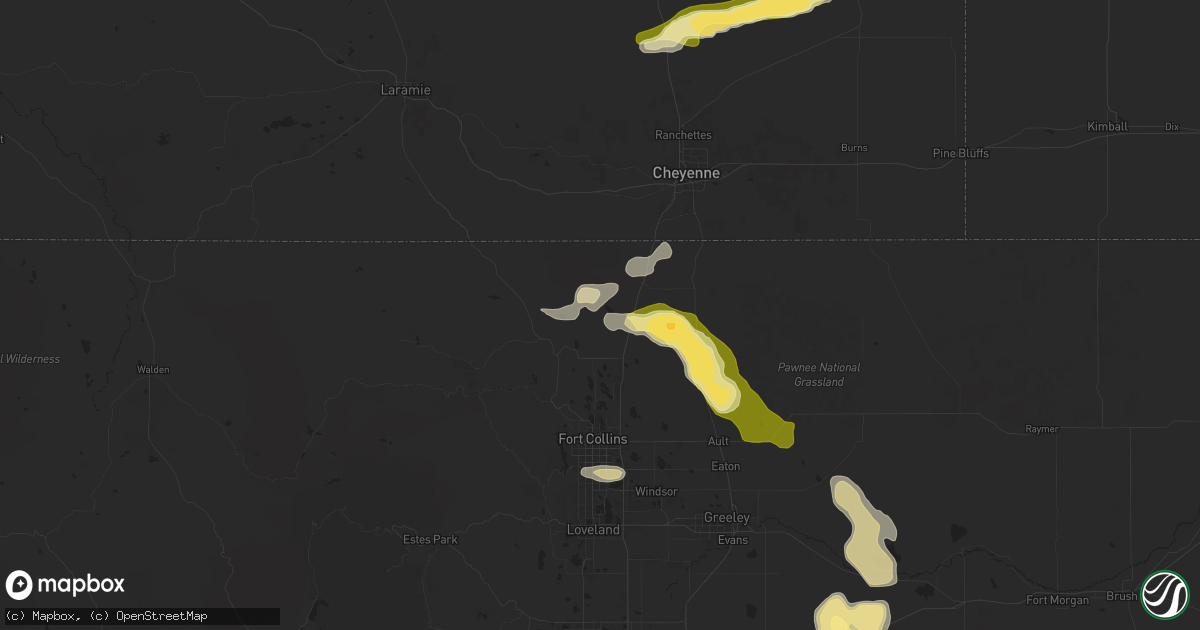 Hail map in Wellington, CO on August 7, 2024